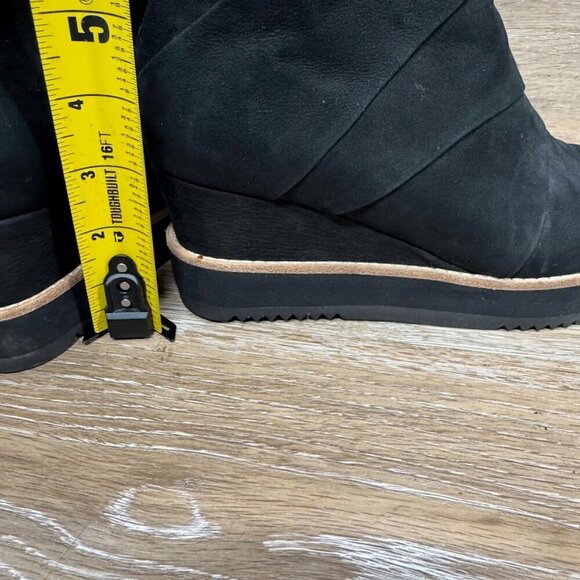 Eileen Fisher Clapton Black Suede Wedge Heel Bootie Women's Size 7.5 - Picture 6 of 8